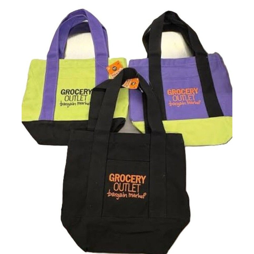 GROCERY OUTLET Halloween Mini Canvas Tote Bags (Set of 3)